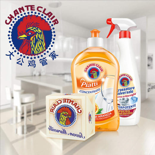 【一般贸易】意大利大公鸡管家 清洁三件套（清洁剂红+香橙洗洁精+马赛洗衣皂） 商品图2