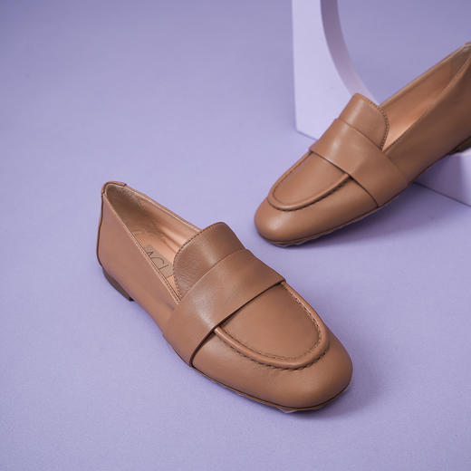 豪麟名鞋AGL女鞋平底鞋羊皮革D834083驼色 商品图3