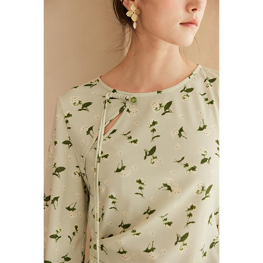 HeyDress新中式印花褶皱连衣裙 商品图1