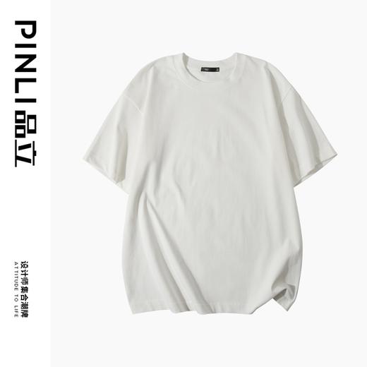 PINLI品立2025春季新款男装基础款打底衫宽松厚版重磅圆领短袖t恤GD251111013 商品图5
