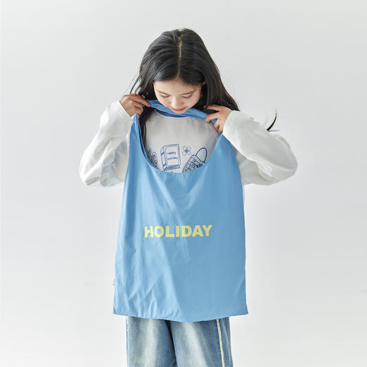 棵初2025年新款小清新百搭单肩手拎包大容量字母印花尼龙布包 商品图4