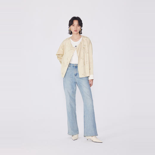 NEELLY纳俪商场同款春季新款新中式长袖外套女宽松复古通勤开衫N25024C04583 商品图2