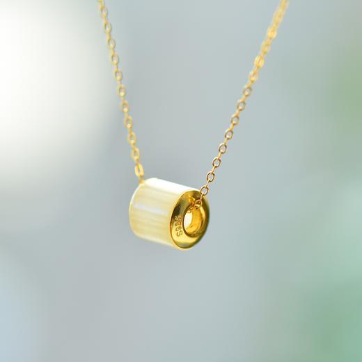 【带证书❗️天然和田玉项链】925银镀金镶嵌，路路通小众复古风纯银镶玉石吊坠设计感项链吊坠情人节礼物女神节 商品图4