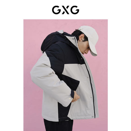 GXG男装 三防面料潮流拼色连帽羽绒服男户外保暖羽绒服 冬热卖 商品图3