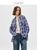 C+IMPRESS西嘉|全棉仿麻蓝色格子衬衫女2025春季新款长袖上衣衬衣CS2501029 商品缩略图0