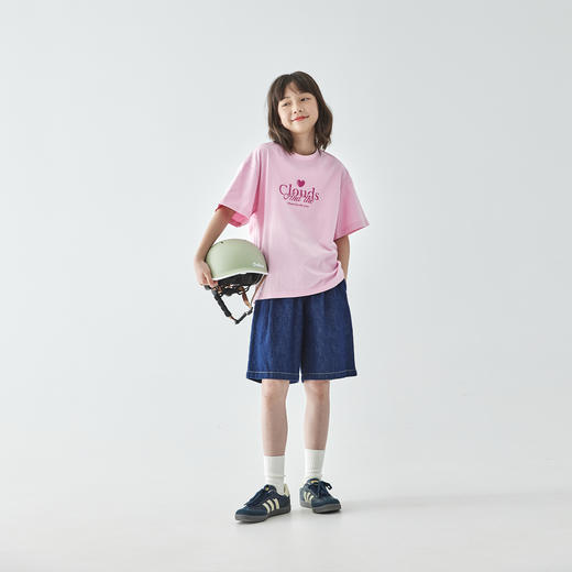 棵初26年春夏新款童装浪漫字母印花短袖T恤女童基础百搭全棉上衣 商品图1