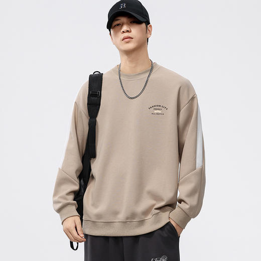 【新款DQ】大依优型大码男装330G重磅圆领卫衣男宽松百搭拼色长袖上衣男士胖子潮流 商品图7