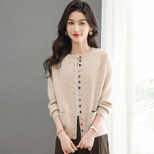 CC-89-2527小个子毛衣外套女士2025春季新款条纹洋气针织衫开衫短款上衣外搭 商品图2