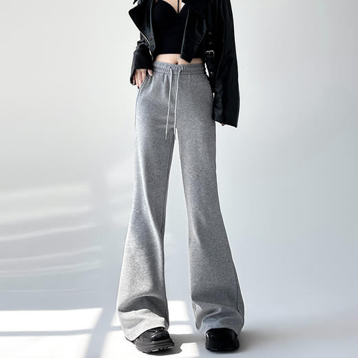 美式复古华棉喇叭裤子女春秋显瘦加绒运动卫裤休闲垂感拖地马蹄裤2025新款小红书爆款 商品图3