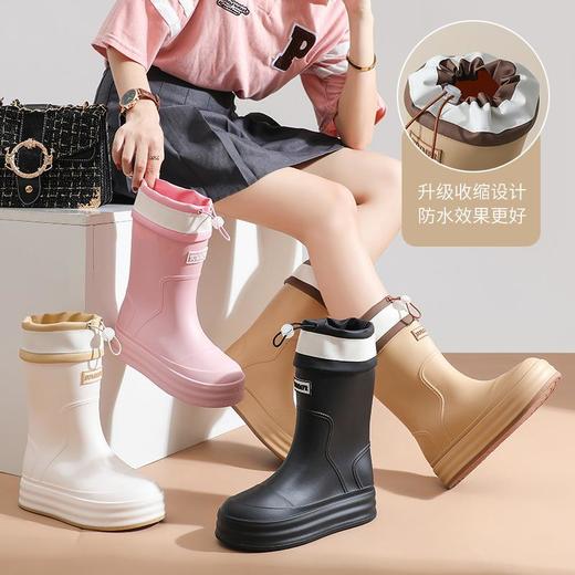 雨鞋女款2026新款中筒防水防滑水鞋加绒时尚外穿雨天雨靴软底胶鞋 商品图1
