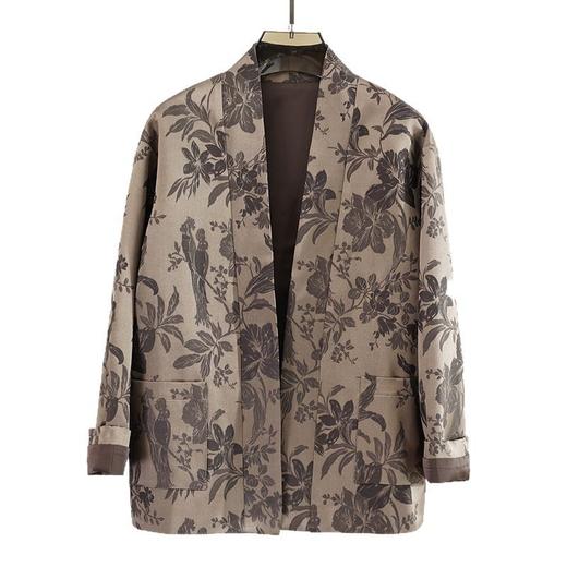 丁摩 东方禅意新中式国风外套桑蚕丝提花宽松设计感桑蚕丝上衣5ZF-0026 商品图4