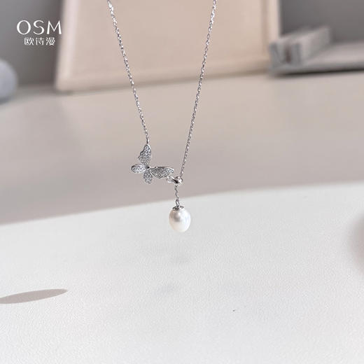 欧诗漫珍珠项链锁骨链 925银珍珠吊坠（多款可选） 商品图1