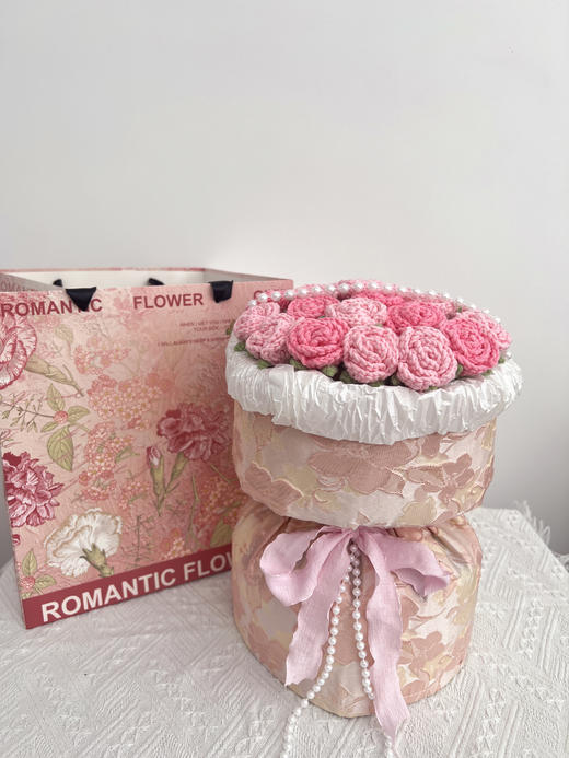 【DIY纯手工钩织25朵小玫瑰花束】纯手工钩织情人节送礼小香风花束（手工产品不支持退换）LQQ 商品图3