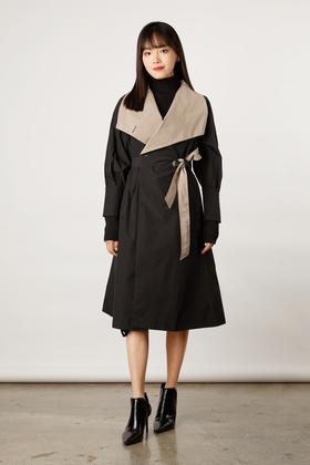 ESTELLICA 双色大翻领绑带风衣外套 11164