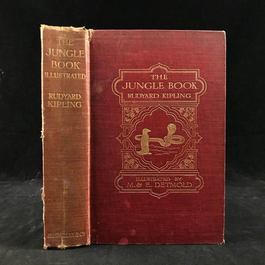 1909年 吉卜林《丛林之书》 16幅精美彩色插图 漆布精装32开 商品图0