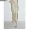 COCOBELLA[莱赛尔]对丝拼接压褶肌理感25夏缎面半身裙HS3002 商品缩略图0