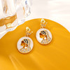 雀说 法式复古中古耳环浮雕镶嵌金币耳饰E40366 商品缩略图2