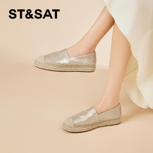 星期六小香风刺绣山茶花休闲渔夫鞋SSD1112E33 商品图5