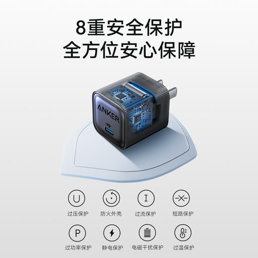 【热销】Anker安克安心充16升级款35W可折叠脚插手机充电器头氮化镓芯片智能控温不伤机适配苹果iphone16/15promax A2339 商品图3