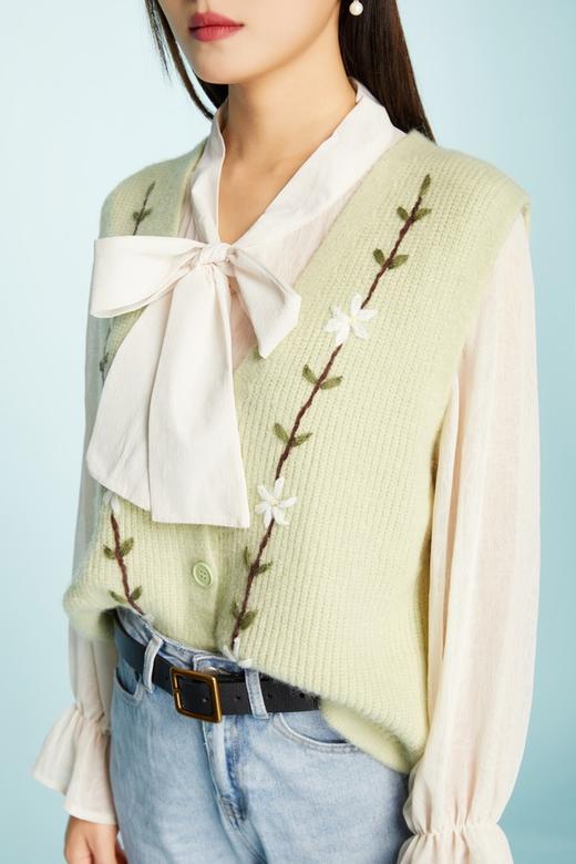 amadella 绿色针织背心衬衣套装 11403 商品图3