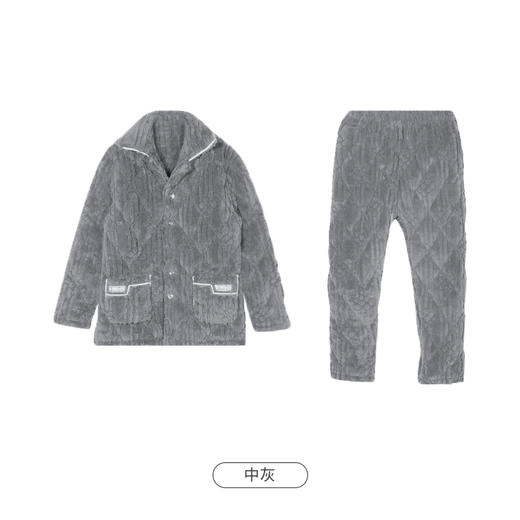 都市丽人都市锋尚睡衣夹棉系列长袖法兰绒烂花夹棉加加厚男士加夹棉套装FHT1F8 商品图2