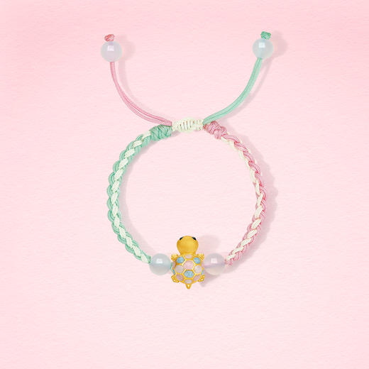 周六福黄金玉髓手绳宝宝款3d硬金定价珐琅小乌龟健康成长送女友礼物 商品图4