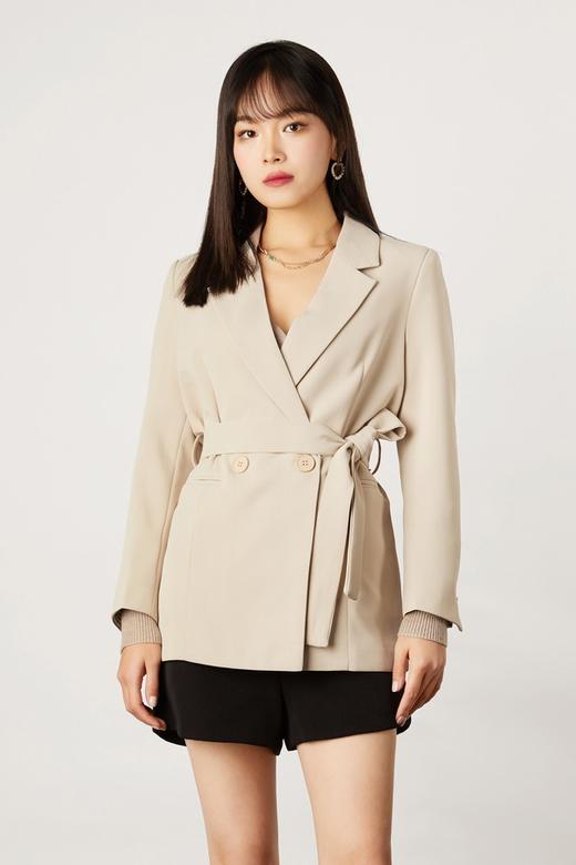 ESTELLICA 收腰绑带杏色西装外套 11132 商品图0