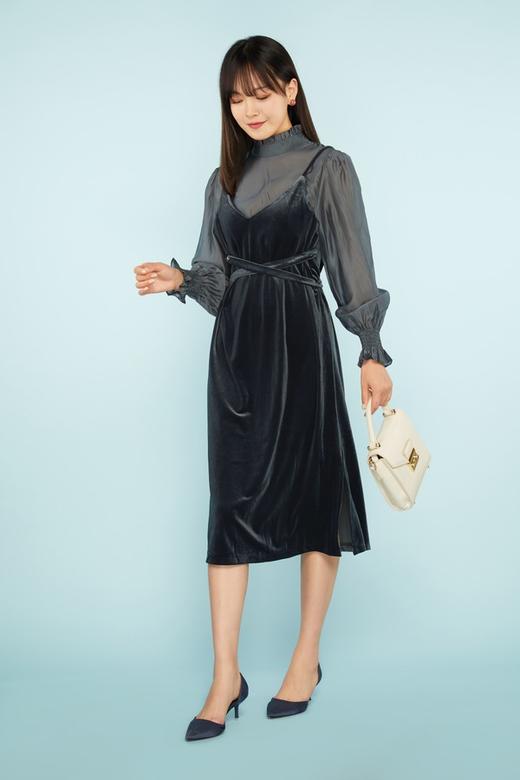 ANSUABEL 吊带丝绒假两件式连衣裙 11226 商品图1