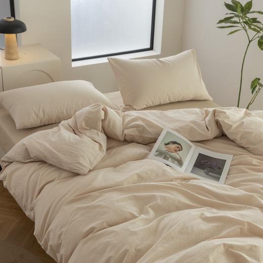 【水洗棉细格纹四件套】纯棉水洗棉四件套细格纹套件简约床上用品格子全棉 商品图6