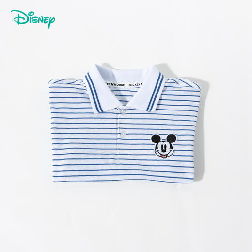 迪士尼【米奇条纹POLO衫】25夏季新款男童纯棉短袖宽松透气T恤ZD2ES027 商品图4