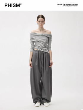 七分袖交叉一字肩