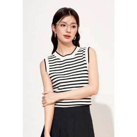 【商场同款】诗凡黎显瘦条纹针织背心2024秋新款女3F8231681