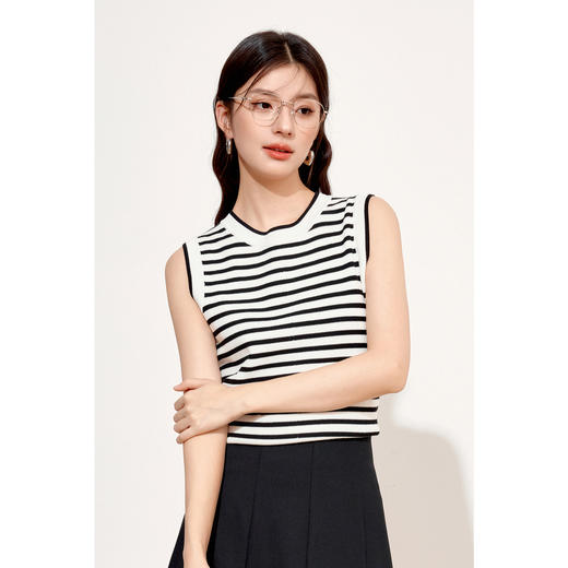 【商场同款】诗凡黎显瘦条纹针织背心2024秋新款女3F8231681 商品图0