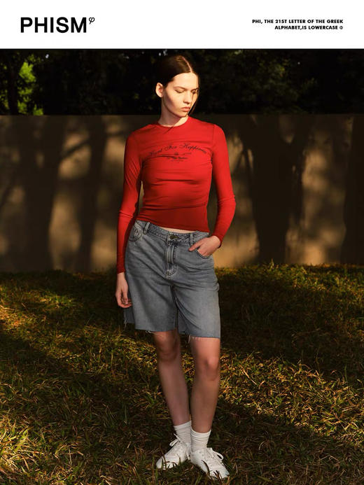 做旧印花打底长袖T 商品图0