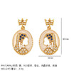 雀说 法式复古中古耳环浮雕镶嵌金币耳饰E40366 商品缩略图6
