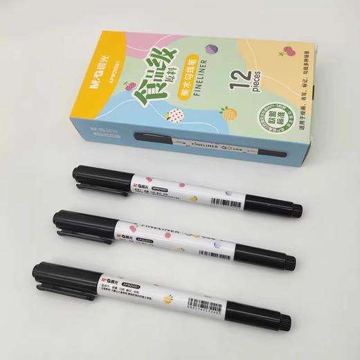 【开学必备！12支/盒】晨光29501特黑双头描绘笔  食品级勾线笔 小学生美术描边笔记号笔文具 商品图2