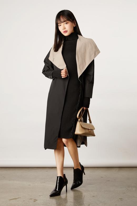 ESTELLICA 双色大翻领绑带风衣外套 11164 商品图1