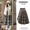 毛呢蛋糕半身裙春秋款高腰显瘦慵懒小个子中长裙磨毛拼接格子裙女 商品缩略图0
