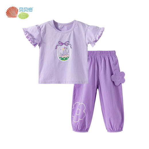 贝贝怡夏季新款女童2025年短袖套装 商品图3