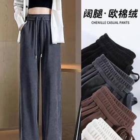 窄版阔腿裤女春秋2025新款欧棉绒小个子加绒垂感拖地休闲直筒裤子