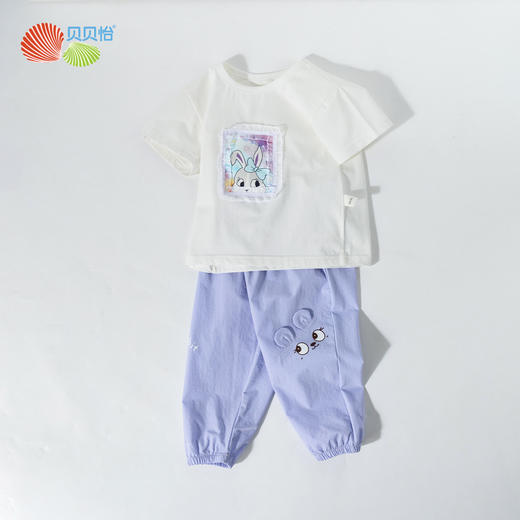 贝贝怡2025年新款夏季女童休闲短袖套装 商品图2