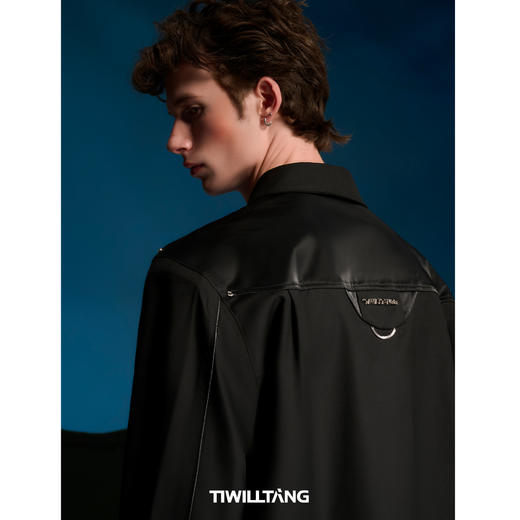 启世录TIWILLTANG“残世爵迹”先锋解构皮分割复袋长袖气质衬衫 商品图2