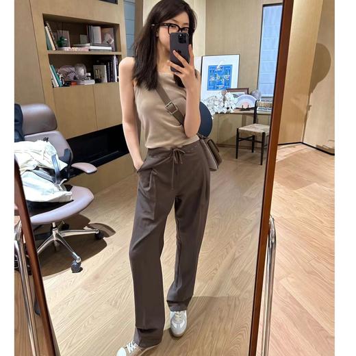 ROMI STUDIO“内外兼备”柔软透气抗皱抽绳巧克力棕休闲西裤K3306 商品图2