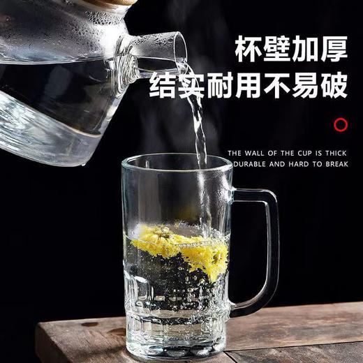 「19.9到手4只装」大容量加厚啤酒杯带把手家用玻璃杯透明无铅水杯餐饮用具 商品图3