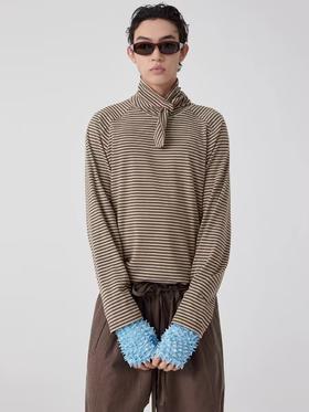 Simple Project/Y2508/条纹蝴蝶贴布刺绣撞色长袖T恤