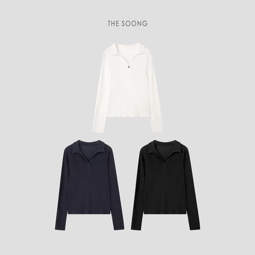 THESOONG25s初早春经典100%棉透气肤感长袖polo上衣HWTX6347 商品图1