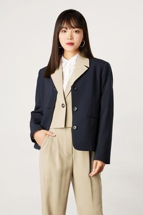 ESTELLICA 时尚简约无领西装外套 11159