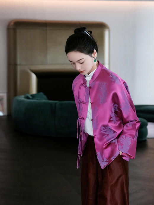 盛唐婧 |桑蚕丝火凤凰紫外套 商品图3