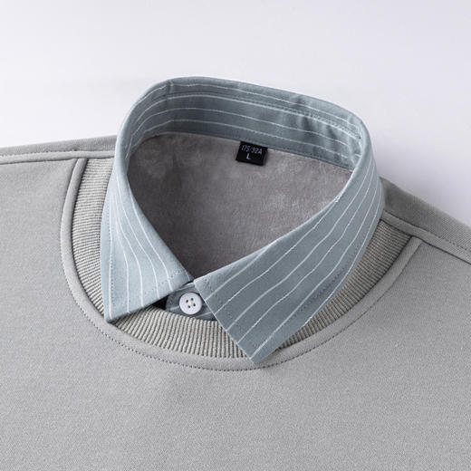 圣得西假两件加绒卫衣男秋冬款绒面百搭韩系上衣长袖T恤 商品图3