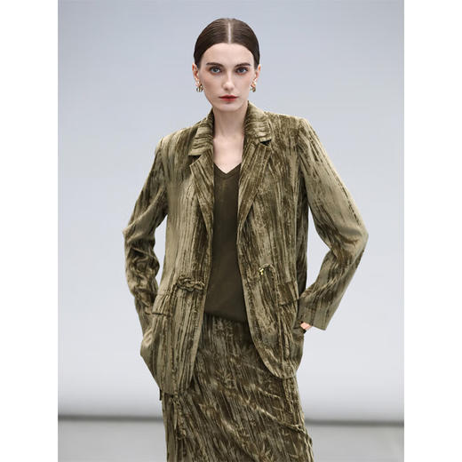 【秒杀】COCOBELLA细闪亮葱提花V领针织衫优雅气质通勤长袖毛衣TS3022 商品图2